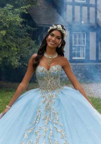 Morilee 89458 #13 Bahama Blue/Gold thumbnail